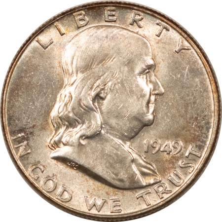 Franklin Halves 1949 FRANKLIN HALF DOLLAR – PRETTY HIGH GRADE, NEARLY UNCIRC LOOKS CHOICE!