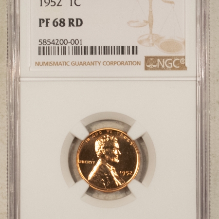 New Store Items 1952 PROOF LINCOLN CENT NGC PF-68 RD, TOUGH!