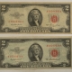 New Store Items 1953 & 1953-C $2 UNITED STATES RED SEAL NOTES, LOT OF 2, HIGH GRADE CIRCULATED!