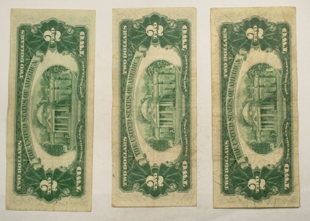 New Store Items 1953 & 1953-A $2 UNITED STATES RED SEAL NOTES, LOT OF 3, HIGH GRADE CIRCULATED!