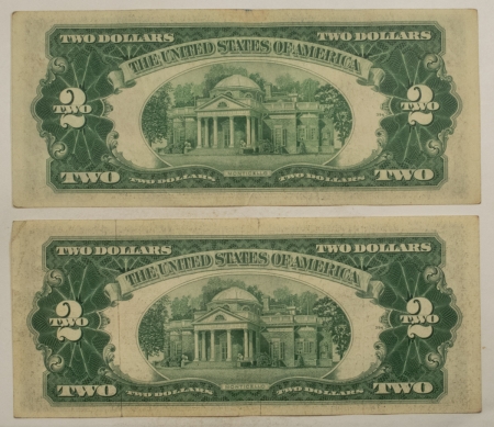 New Store Items 1953 & 1953-C $2 UNITED STATES RED SEAL NOTES, LOT OF 2, HIGH GRADE CIRCULATED!