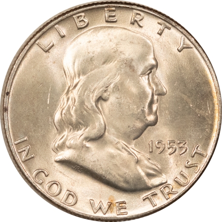 Franklin Halves 1953-D FRANKLIN HALF DOLLAR – ORIGINAL CHOICE UNCIRCULATED WITH FULL BELL LINES!