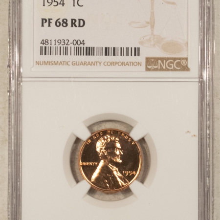 Lincoln Cents (Wheat) 1954 PROOF LINCOLN CENT NGC PF-68 RD