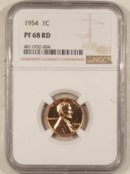 Lincoln Cents (Wheat) 1954 PROOF LINCOLN CENT NGC PF-68 RD