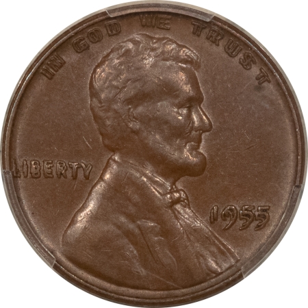 Lincoln Cents (Wheat) 1955 LINCOLN CENT, DOUBLED DIE OBVERSE – PCGS AU-55, NICE SMOOTH ORIGINAL