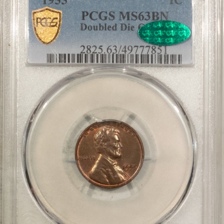 New Store Items 1955 LINCOLN CENT, DOUBLED DIE OBVERSE – PCGS MS-63 BN, CAC APPROVED, PQ++!