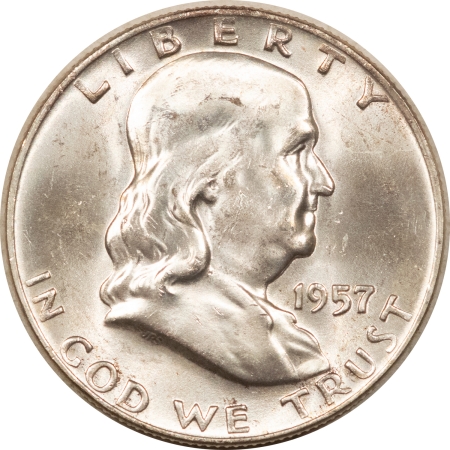 Franklin Halves 1957-D FRANKLIN HALF DOLLAR – LUSTROUS CHOICE/GEM BRILLIANT UNCIRCULATED!