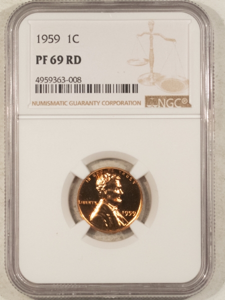 Lincoln Cents (Memorial) 1959 PROOF LINCOLN CENT NGC PF-69 RD