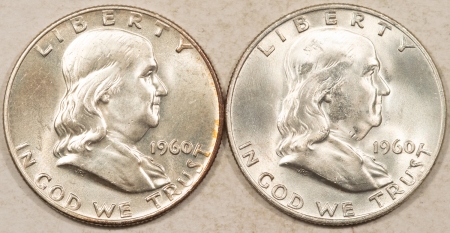 Franklin Halves 1960, 1960-D FRANKLIN HALF DOLLARS, LOT/2 – CHOICE GEMS, BRILLIANT UNCIRCULATED!