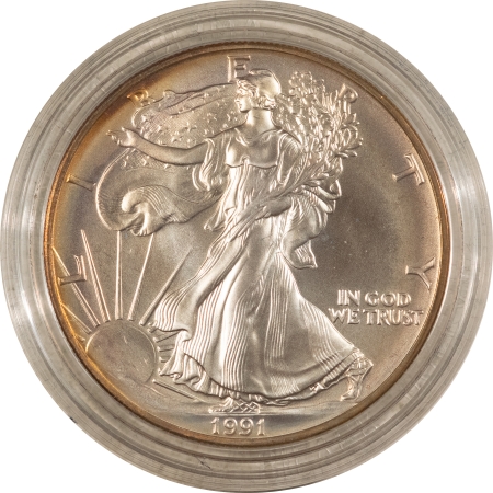 New Store Items 1991 $1 AMERICAN SILVER EAGLE, 1 OZ, .999 – GEM BU IN CAPSULE!