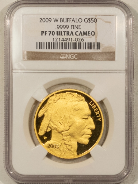 American Gold Eagles, Buffaloes, & Liberty Series 2009-W PROOF $50 AMERICAN BUFFALO GOLD, 1 OZ, .9999 FINE – NGC PF-70 ULTRA CAMEO