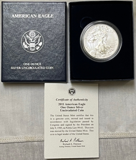 American Silver Eagles 2011-W BURNISHED AMERICAN SILVER EAGLE, 1 OZ, .999 – ORIGINAL GOVERNMENT PACKAGE