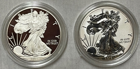 American Silver Eagles 2012-S AMERICAN SILVER EAGLE SAN FRANCISCO 2 COIN SILVER PROOF/REV PR SET W/ OGP