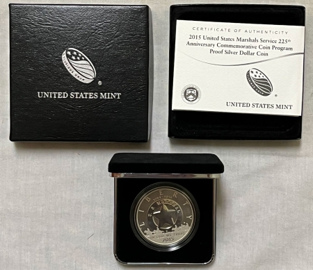 New Store Items 2015-P US MARSHALS SERVICE 225TH ANNIV COMMEM PROOF SILVER DOLLAR GEM PROOF, OGP