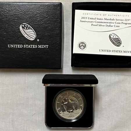 New Store Items 2015-P US MARSHALS SERVICE 225TH ANNIV COMMEM PROOF SILVER DOLLAR GEM PROOF, OGP