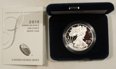 American Silver Eagles 2015-W $1 AMERICAN SILVER EAGLE, 1 OZ, .999 – GEM PROOF, ORIGINAL GOVERNMENT PKG