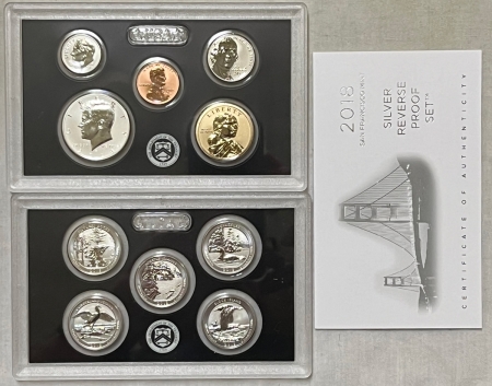 New Store Items 2018 SAN FRANCISCO 10 COIN US MINT SILVER REVERSE PROOF SET – GEM PROOF IN OGP!