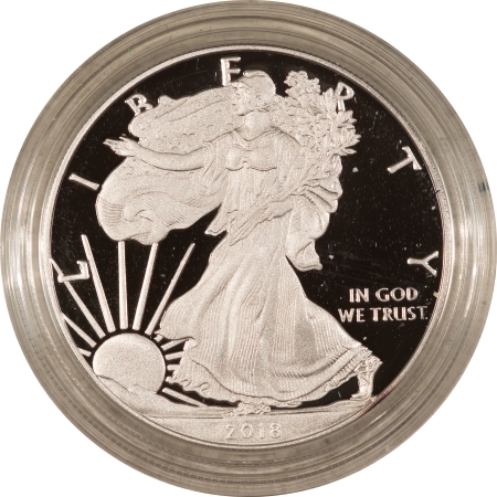 American Silver Eagles 2018-W $1 AMERICAN SILVER EAGLE, 1 OZ, .999 – GEM PROOF, ORIGINAL GOVERNMENT PKG