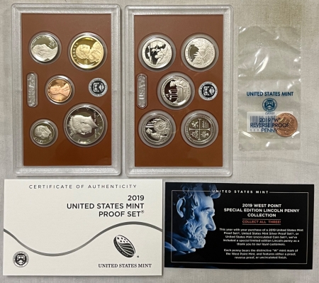 New Store Items 2019-S 10 COIN US PROOF SET W/ WEST POINT SPECIAL PENNY – GEM PROOF IN OGP!