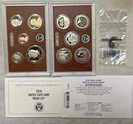 New Store Items 2020-S 10 COIN US PROOF SET W/ SPEICAL WEST POINT PROOF NICKEL- GEM PROOF IN OGP