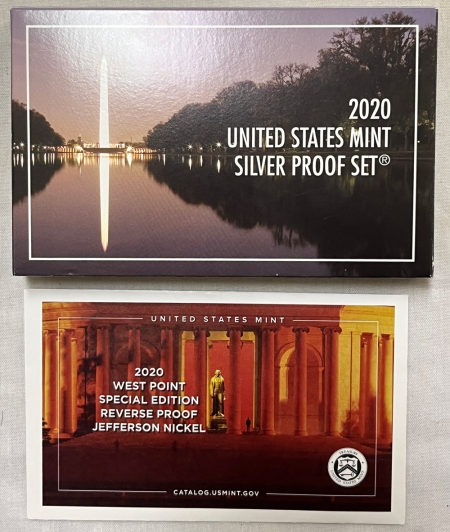 New Store Items 2020-S 10 COIN US SILVER PROOF SET W/ WEST POINT REVERSE PR NICKEL-GEM PROOF OGP