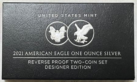 American Silver Eagles 2021 PROOF $1 AMERICAN SILVER EAGLE, 1 OZ, .999 2 COIN REVERSE PROOF SET IN OGP!