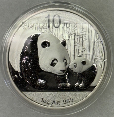 Bullion 2011 CHINA 10 YUAN 1 OZ, SILVER PANDA, .999 – GEM BU IN ORIGINAL CAPSULE!