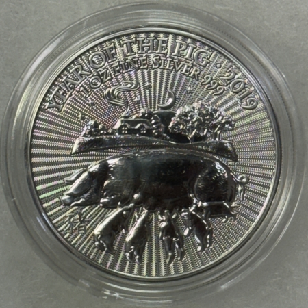 New Store Items 2024 UK 2 POUNDS 1 OZ .999 SILVER LUNAR YEAR OF PIG – GEM SPECIMAN ORIG CAPSULE