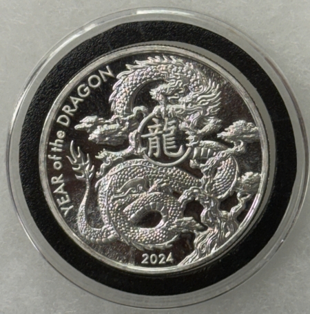 Bullion 2024 ASAHI REFINING .999 1 OZ SILVER YEAR OF THE DRAGON – GEM BU IN CAPSULE