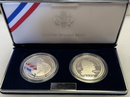 New Store Items 2000 LEIF ERICSON SILVER GEM PROOF COMMEM SET/2 W/ ICELAND 1000 KRONER INNER BOX