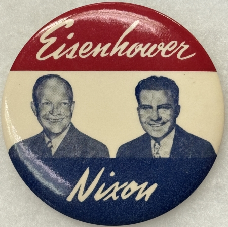 New Store Items 1952 EISENHOWER-NIXON 3 1/2″ JUGATE, A CLASSIC & TOUGH IKE BUTTON-MINT!