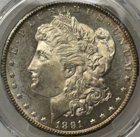 Morgan Dollars 1891-CC $1 MORGAN DOLLAR PCGS MS-64+ FRESH, SEMI-PROOFLIKE NEAR GEM CARSON CITY!