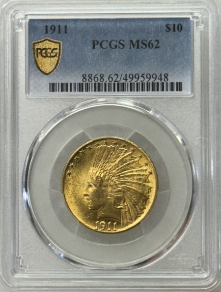 $10 1911 $10 INDIAN GOLD EAGLE – PCGS MS-62, ATTRACTIVE!