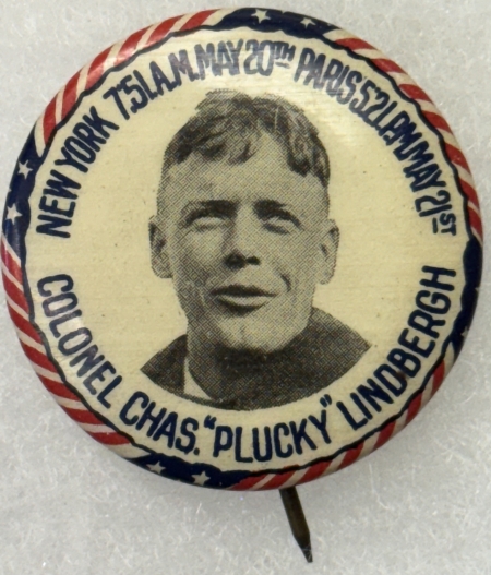 Miscellaneous 1928 LINDBERGH “COLONEL CHAS. “PLUCKY” LINDBERGH” 1 1/4″ CELLO BUTTON-nr MINT!