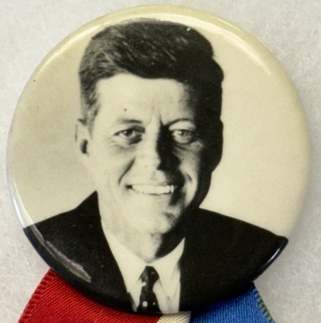 New Store Items JOHN F KENNEDY 1 3/4″ CELLO BUTTON W/ NEW JERSEY INAUGURAL RIBBON ATTACHED-MINT!