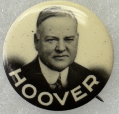 New Store Items 1928 HOOVER 7/8″ CELLO PICTORIAL CAMPAIGN BUTTON; A BEAUTY-SCARCE & MINT!