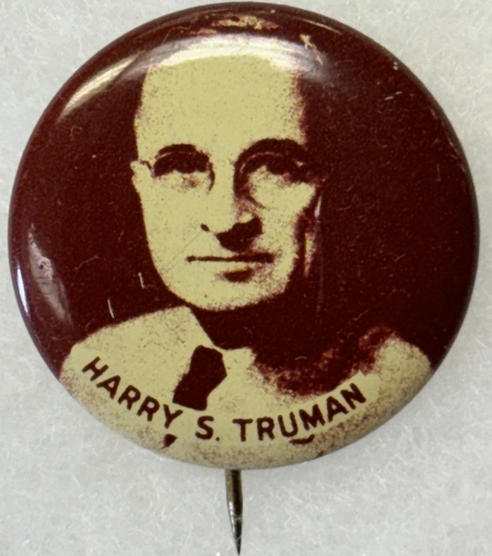 New Store Items 1948 TRUMAN 1 1/4″ LITHO “HARRY S. TRUMAN” BUTTON, nr-MINT & SCARCE THIS NICE!