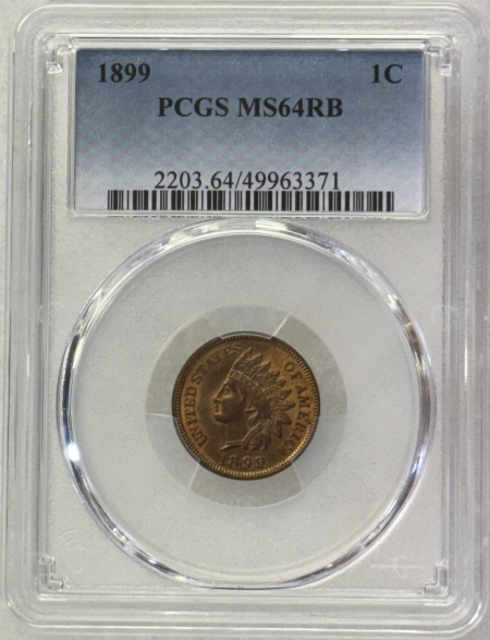 Indian 1899 INDIAN CENT – PCGS MS-64 RB, LUSTROUS & ORIGINAL!