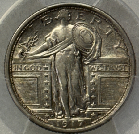 New Certified Coins 1917-D STANDING LIBERTY QUARTER, TYPE 1 – PCGS AU-53, LUSTROUS YET ORIGINAL!