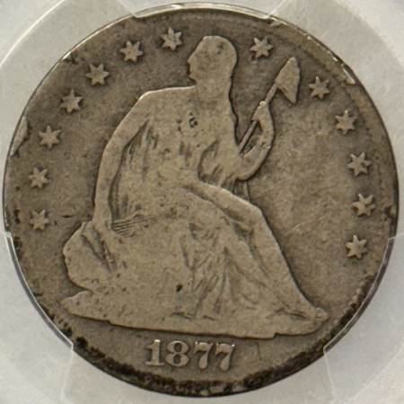 Liberty Seated Halves 1877-CC SEATED LIBERTY HALF DOLLAR – PCGS G-4, NICE ORIGINAL CARSON CITY!