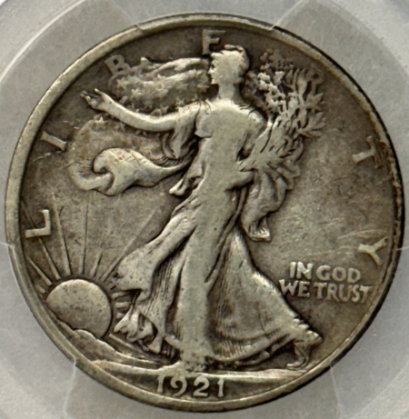 New Certified Coins 1921 WALKING LIBERTY HALF DOLLAR – PCGS VG-10, NICE KEY-DATE, LOOKS BETTER!