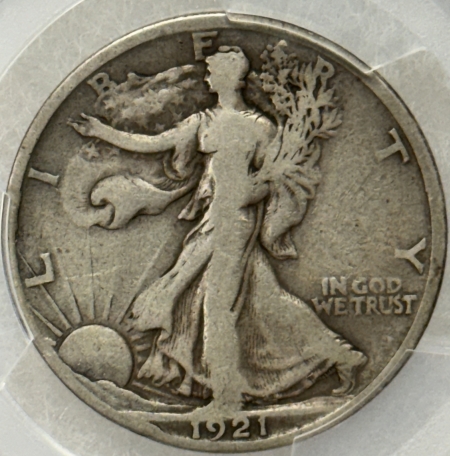 New Certified Coins 1921-S WALKING LIBERTY HALF DOLLAR – PCGS F-12, SUPER ORIGINAL, TOUGH DATE!