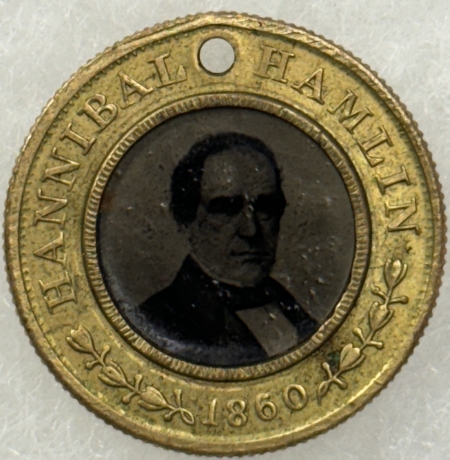 New Store Items 1860 ABRAHAM LINCOLN-HAMLIN 7/8″ JUGATE FERROTYPE, EXC BRASS CLEAR PORTRAITS-VG!