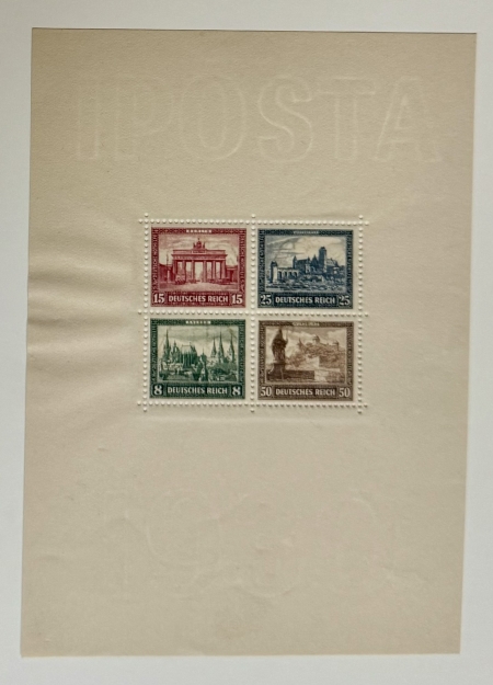 New Store Items GERMANY #B-33 1930 IPOSTA SOUVENIR SHEET, USED, OG-NH, MICHAEL CAT-1600 euros!