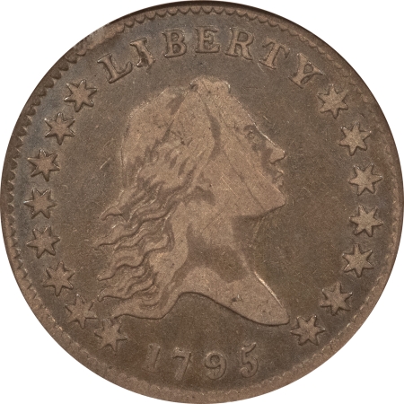 Early Halves 1795 FLOWING HAIR HALF DOLLAR 2 LEAVES ANACS VF-20 OLD HOLDER, LOVERLY ORIG, PQ!