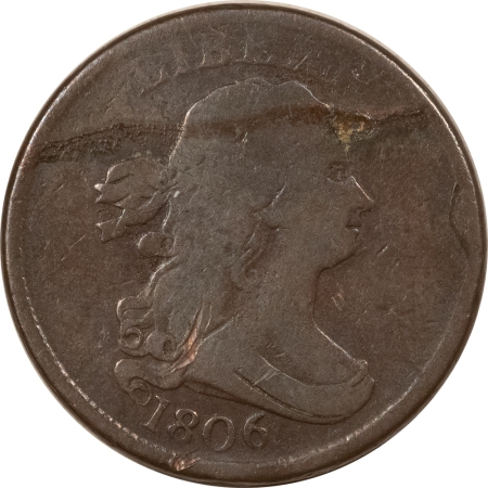 Draped Bust Half Cents 1806 STEMLESS DRAPED BUST HALF CENT – VG DETAILS W/ ENVIRONMENTAL DAMAGE!