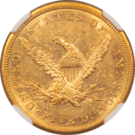 $2.50 1840 $5 LIBERTY GOLD HALF EAGLE – NGC AU-58, FLASHY & SCARCE!