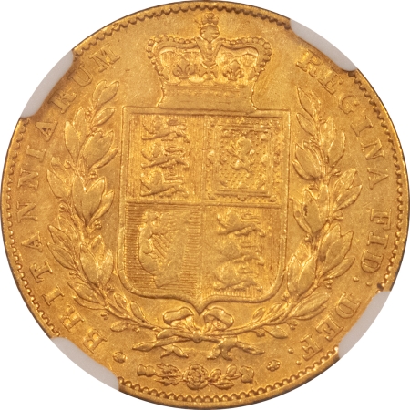 New Store Items 1843 GREAT BRITAIN 1 SOVEREIGN, BROAD SHIELD, KM# 736.1 – NGC VF DETAILS CLEANED