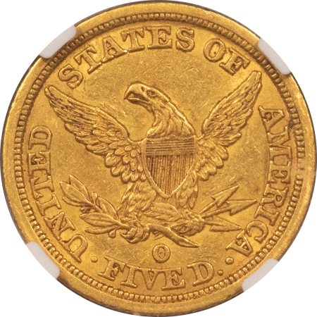 $5 1844-O $5 LIBERTY GOLD HALF EAGLE – NGC AU-55, SCARCE, PREMIUM QUALITY, CAC!