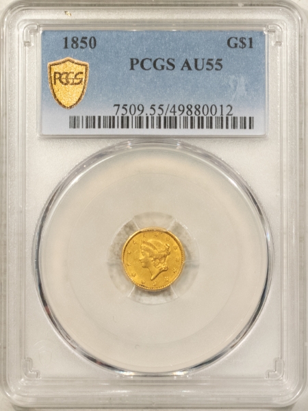 $1 1850 TYPE 1 $1 GOLD DOLLAR – PCGS AU-55